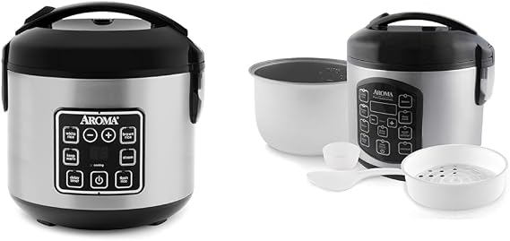 AROMA Digital Rice Cooker, 4-Cup (Uncooked) / 8-Cup (Cooked), Steamer, Grain Cooker & ARC-954SBD Rice Cooker, 4-Cup Uncooked 2.5 Quart, Professional Version