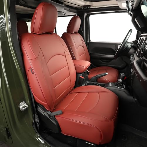 EKR Wrangler Seat Covers Custom Fit for Jeep Wrangler4 Door 2018 2019 2020 2021 2022 2023 2024 2025 2026,Rear Split Seat NO Armrest,Truck Seat Covers Full Set - Faux LeatherBurgundy
