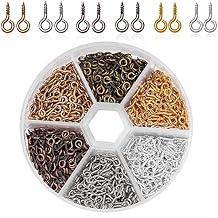 900Pcs Small Screw Eye Pins Eye pins Hooks 6 Colors 1050Pcs O Ring Connectors Metal Open Jump Rings Set 304 Stainless-Steel Jump Rings for Jewelry Making Connectors (4mm 5mm 6mm 7mm 8mm 10mm)