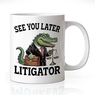 See You Later Litigator Coffee Mug, Funny Crocodile Lawyer Theme Gifts for Litigator Attorney Colleague Boss, Law School Graduation Bar Exam Retirement Gifts for Lawyer Paralegal Law Student