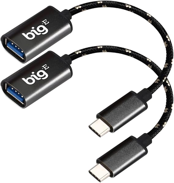 Big-E Turbo 5Gbps USB Type-C to USB 3.0 Adapter [2Pack] Compatible with Tecno Spark 10 Pro for Full OTG OTG On-The-Go Thunderbolt 3/4 Short Connector USBC Male to USB-A Female (Gray)