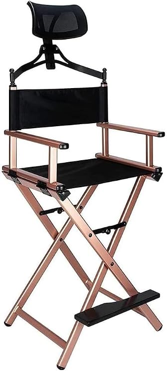 Professional Makeup Artist Chair with Headrest Aluminum Portable Folding Director's