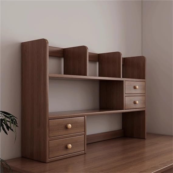 Vertical Bookshelf Display Rack, Desktop Storage Rack(Brown) | Open Storage Rack, Desktop 3-Layer Display Rack for Living Room, Bedroom and Office Organization