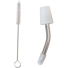 Coffee Kettle Teapot Nozzle, Stainless Steel Tea Kettle Extension Spout,40C to 250C Kettles Extension Nozzle, 0.2in Diameter Teapot Extended Nozzles with Brush