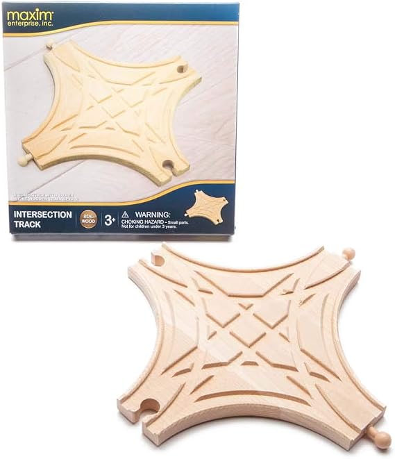 Maxim Enterprise, inc. Intersection Star Track for Toy Train, Multi-Way Switch Track, Wooden Track Accessories Compatible with Thomas and Friends, BRIO Railway and Major Brand Wood Train Set