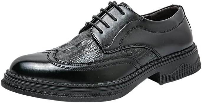 Men Casual Orthopedic Dress Shoes Classic Thick-Soled Non Slip Leather Shoes Lightweight Business