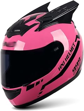 Brave Knight Cat Ear Motorbike Helmet -Personalized Cool Bat Motorcycle Helmet, All Seasons Men Women Helmets for Chopper Scooter Crash Retro Moped Moto Moped Street Bike Racing Moto, DOT Approved