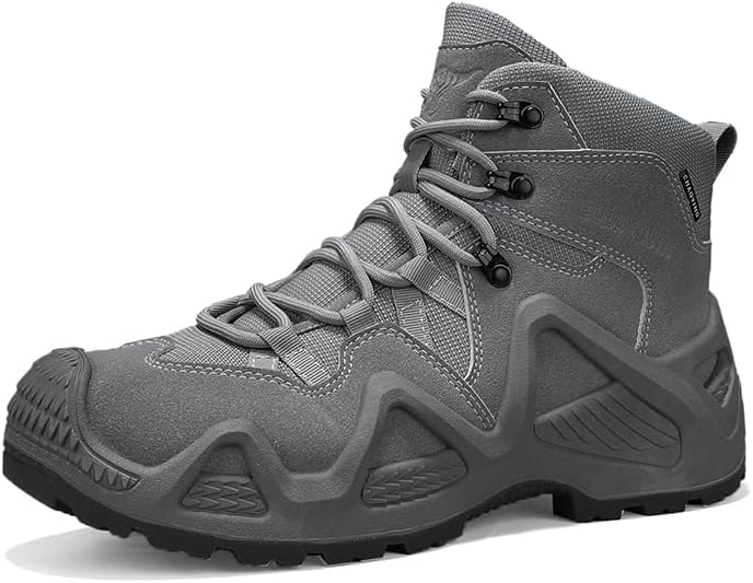Men's Tactical Boots High-Top Waterproof Hiking Boots Outdoor Trekking Camping Trail Hiking Boot Non-Slip Comfortable Combat Sneakers Walking Hiking Shoes