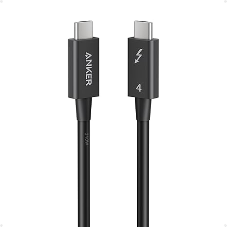 Anker Thunderbolt 4 Certified USB C to USB C Cable, 8K4K Display40Gbps Compatible with USB4, Thunderbolt 43, for MacBook, iPhone 16240W, 2.3FT