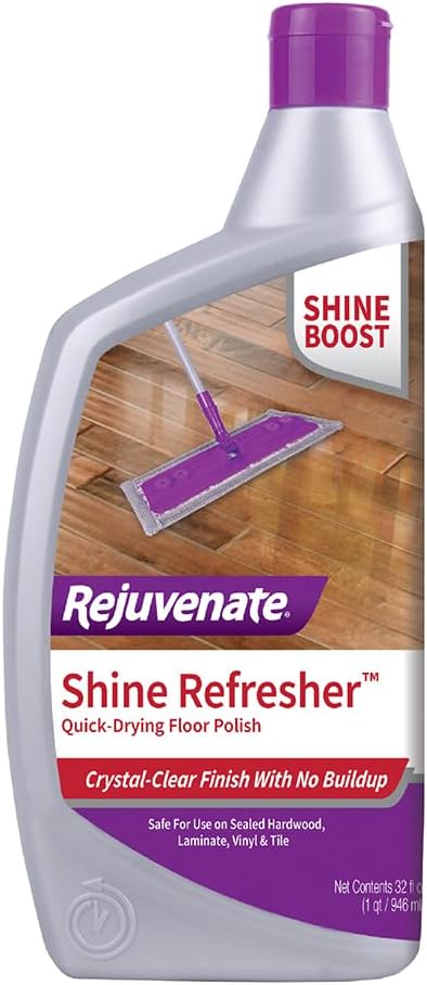 Rejuvenate Shine Refresher Floor Polish 32 Oz, Shine Boost | 1-Coat Application Shines & Protects Floors, Safe on Sealed Hardwood, Laminate, Vinyl & More, Safe For Pets & Kids