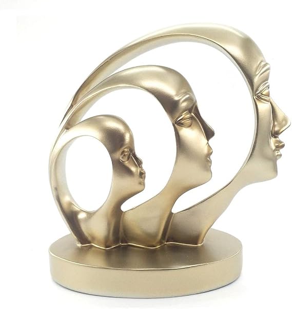 SMRTHMRT Creative Face Statues,Member of Family Figures Figurines and Sculptures for Home Decor,Wedding Decorations (Gold)