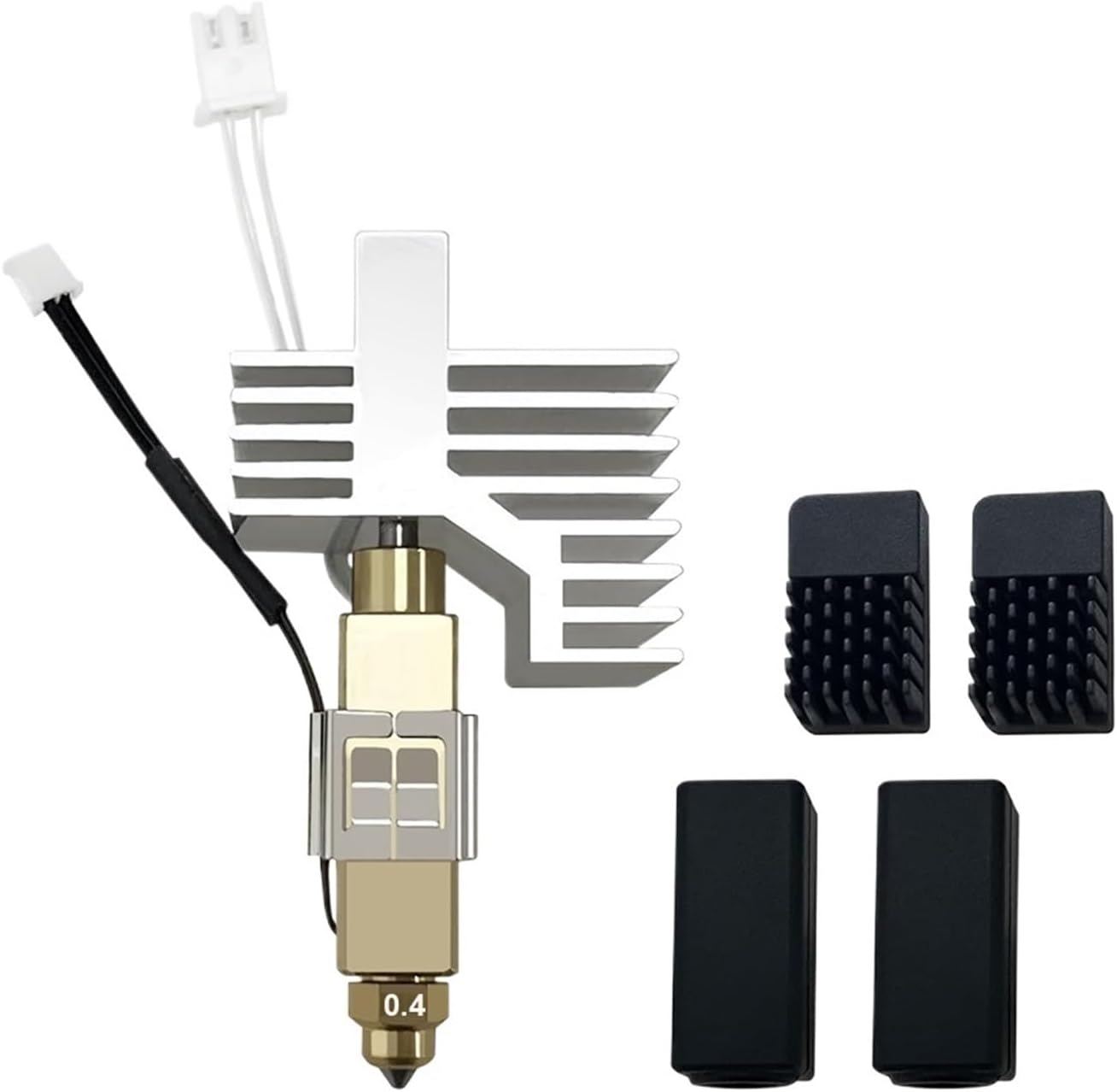 0.4mm Ceramic Hot End Kit, Compatible with Elegoo Centauri Carbon Print Head Extruder with 2 Silicone Covers and 2 Nozzle Brushes 1Pcs