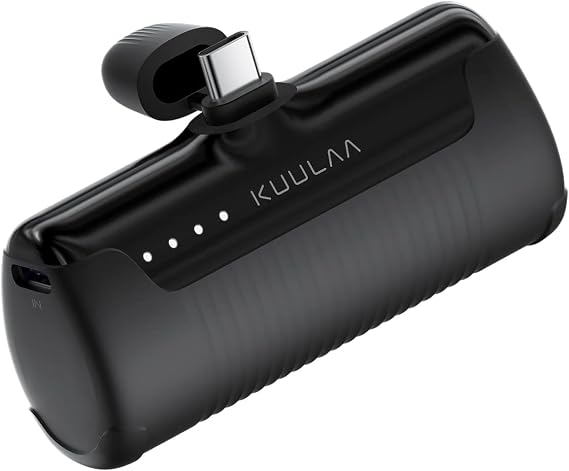 Kuulaa Portable Charger USB C Power Bank 4500mAh Small Portable Phone Charger Android Compact Plug in Battery Pack Portable Compatible with iPhone 15, Samsung Galaxy, Moto, LG, Pixel, Black