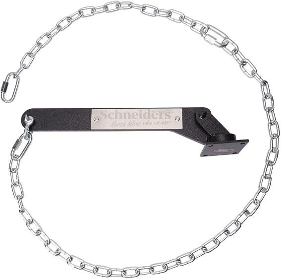 EASY-UP Schneiders Pro Swivel Patience Arm | 360 Swivel Horse Tying System | Adjustable 6.5ft Chain | Rust-Resistant Steel Mount | Color Black Armor