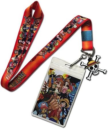 One Piece Luffy and Crews Group Lanyard with Badge ID Holder and PVC Charm