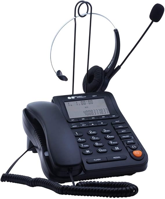 Home Office Phone with Headset JeKaVis J-P17 Call Center Phone and Headphone Corded Phone with Caller ID Multi Functional Landline Telephone for Business Desktop Wired Telephone