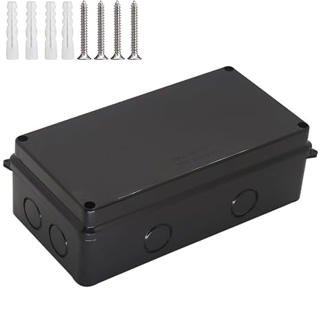 60PCS Outdoor Waterproof Box,Junction Box Reserved Holes IP65 ABS Plastic Electrical Boxes Power Cord Enclosure Project Box Black Outer Size 7.9 x 3.9 x 2.8 inch(200x100x70mm)
