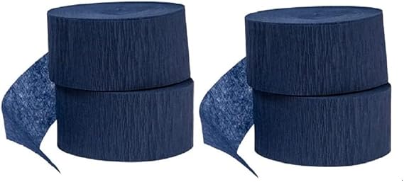 4 rolls of 72.5ft, NAVY / DARK BLUE Crepe Paper Streamers 290 ft Total - Made in USA!