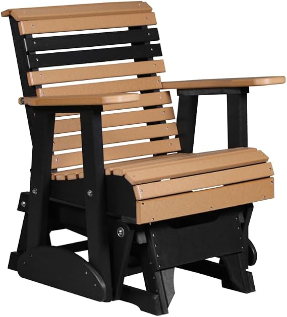 Furniture Barn USA Poly Lumber 2' Outdoor Plain Rollback Glider, Cedar & Black
