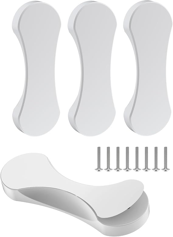 4 Pack Adhesive Cabinet Handles, 3 Inch Self-Stick Knobs, White