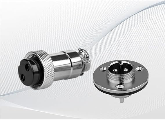 GX20 Aviation Connector 2 Pin, GX20 3 Holes Flange Mount Circular Adapter Male Female Plug Socket GX20 Metal Female Male Panel Mount Connector with Dust Cover for Power Connection