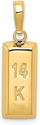 Solid 14K 3-D, 14K Gold Bar Pendant