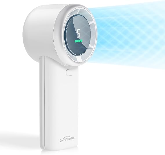 WHATOOK Portable Handheld Mini Fan: High Speed Cooling Fan, 10 Hours Battery Life, USB Rechargeable, Small Essentials for Women, Beach Travel, Vacation (White)