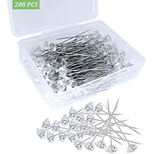 200PCS Corsage Boutonniere Pins, Sewing Corsages Flower Pins, Long 2inch Floral Diamond Rhinestones Pins, Straight Head Pins for Wedding, Jewelry DIY Decoration, Quilting and Craft by Sunenlyst