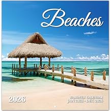 2026 Calendar, Beach Monthly Wall Calendar 2026 Runs from Nov 2025 Dec 2026, Hanging Wall Calendar, 11.6" x 24"Opened, Full Page Layout for Organizing, Perfect Present