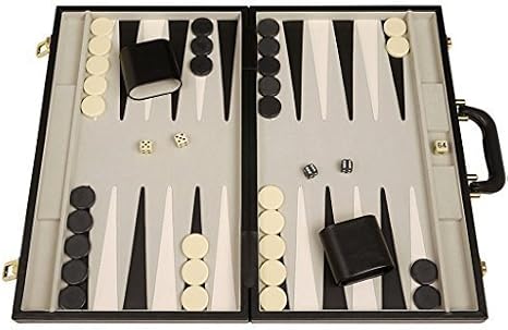 Deluxe Backgammon Board Set - (Black Attache Case) - 15x10