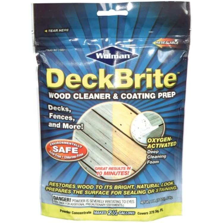 Rust-Oleum 16001 Wolman Deckbrite Wood Cleaner and Coating Prep with Pouch, 1 lb