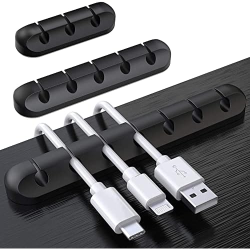 SOULWIT Cable Holder Clips, 3-Pack Cable Management Cord Organizer Clips Silicone Self Adhesive for Desktop USB Charging Cable Nightstand Power Cord Mouse Cable Wire PC Office Home