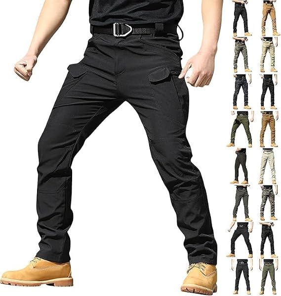 Flexcamo -Tactical Waterproof Pants Tactical Pant for Men Relaxed Fit Work Camo Hiking Cargo Pants Multi Pockets