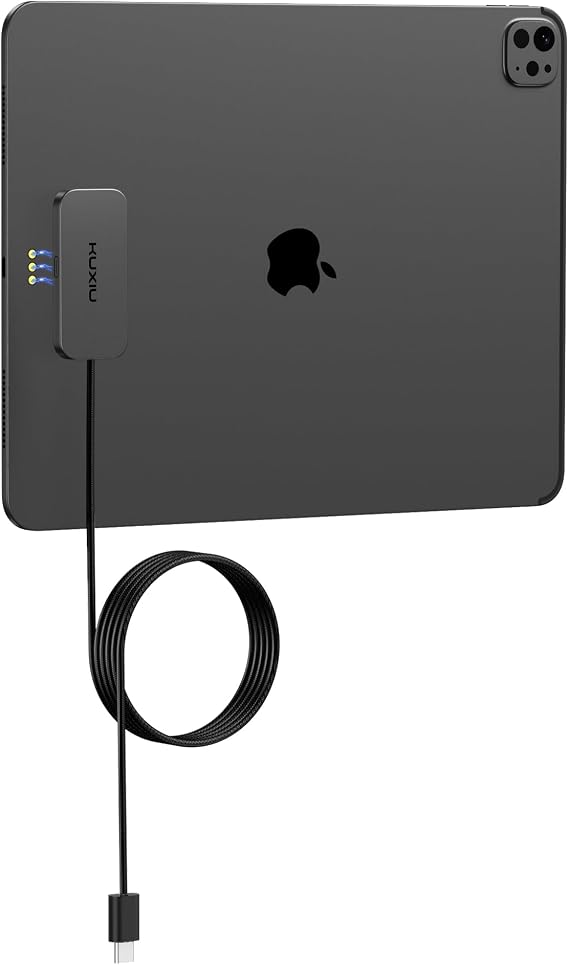 KU XIU Magnetic Wireless Charger for iPad Pro 11" M4/M5 ONLY, 35W Fast Charging Smart Connector Charger, Aluminum Alloy Wireless Charging Pad with 6.56ft USB-C Cord Cable (Adapter Not Included)