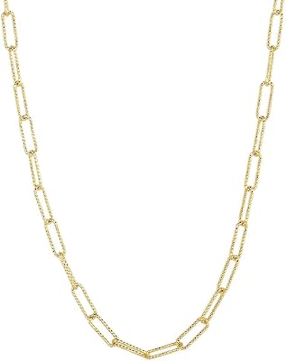 gorjana - Crew Link Necklace 18 14 inches - 18k Gold Plated Brass - Elegant Textured Design - Layering with Chains - Versatile and Easy to Wear, Push Hinge Closure