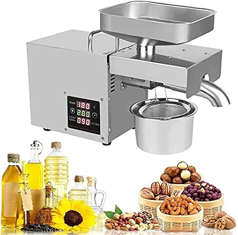 Automatic Oil Press Machine Hot Cold Automatic Physical Pressing Oil Expeller Commercial Home Stainless Steel Nut Seeds Olive Oil Expeller for Coconut Castor Olive Peanuts