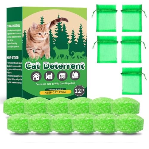Cat Deterrent Outdoor, Natural Peppermint Oil Cat&Dog Deterrent Outdoor and Indoor, Keep Cats Out of Yard Permanently, Protect Your Yard and Furniture,12 Count Pack of 1 Green