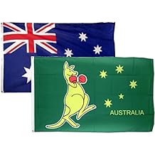 AES 3x5 3'x5' Wholesale Combo Set Australia Australian & Kangaroo 2 Flags Flag Banner Brass Grommets House Banner Brass Grommets Fade Resistant Double Stitched Premium Quality