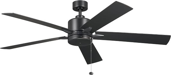 Kichler Lucian II 60 Modern Indoor Ceiling Fan with AC Motor, Pull Chain Control and Contemporary Design in Satin Black for Bedroom or Living Room, 330243SBK