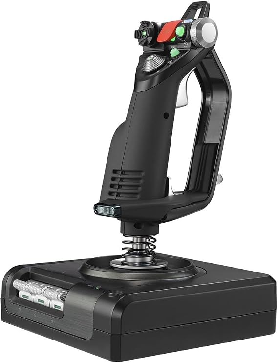 Logitech G Saitek X52 Pro Flight 3Mシステム 金属部品ガス制御とシミュレーションジョイスティック、LCDディスプレイ、デュアルサスペンション、イルミネーションボタン、2つのUSB接続 - ブラック