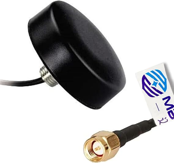 GPS Active Antenna Puck Antenna Cylinder Screw Mount and 3M Adhesive Underneath Connector Type: SMA