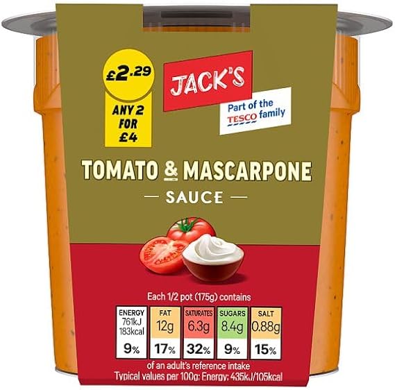 Jack's Tomato & Mascarpone Sauce 350g | Case of 4