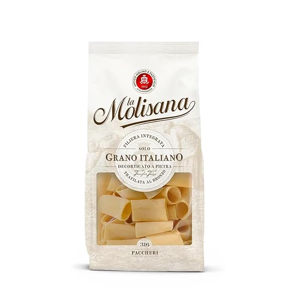 La Molisana Paccheri Pasta, 500 g, Premium Italian Durum Wheat Semolina, High Protein 14%, Bronze Die Cut Large Tube Pasta for Superior Sauce Grip, Firm Al Dente Texture, Ideal for Stuffed Pasta & Rich Sauces, Made in Italy