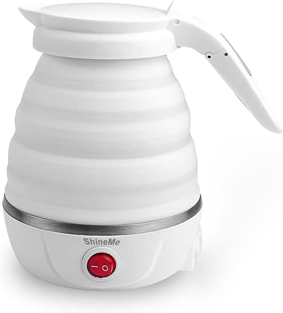 ShineMe Travel Foldable Electric Kettle - Fast Water Boiling - Food Grade Silicone - Small, Collapsible, Portable - Boil Dry Protection