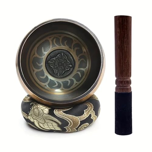 3.15 inch Tibetan Singing Bowl Set, Authentic Handmade Meditation Bowl Stress Relief Yoga Set with Striker & Cushion for Sound Therapy, Chakra Healing, Spiritual Gatherings