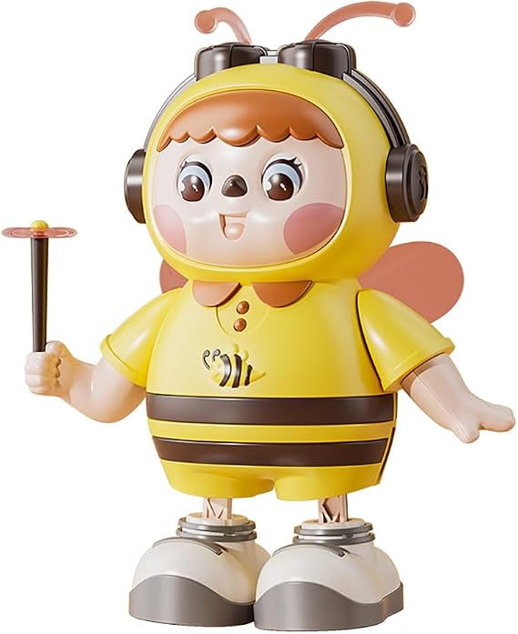Miracland Dancing Bee Musical Toy - Baby Crawling Robot with Cool Lights & Dynamic Music, Moving Legs, Twisting Body & Moving Eyes (Pink Wings)