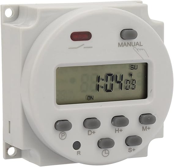 Mini Programmable Timer Switch, 1 Second to 168 Hours, Electronic Automatic Time Control Device, 5V 12V 24V 110V 220V, Digital Wall/Panel Mount Timer(5V DC)