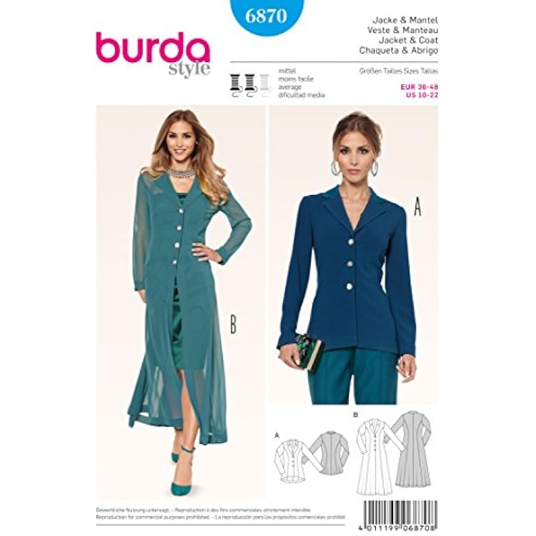 Burda Jackets Sewing Pattern 6870