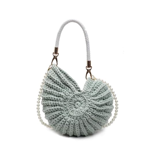 Women Handwoven Fashion Conch Handbag Boho Pearl Crossbody Beach Bag