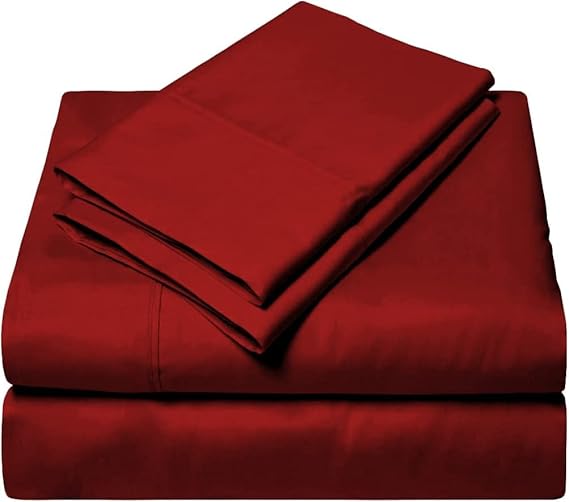 Cal-King Size Sheet Set 4 Piece-400 Thread Count, 15" Deep Pocket Fitted Sheet, 100% Egyptian Cotton, Long-Lasting Bedding Set-Burgundy Solid